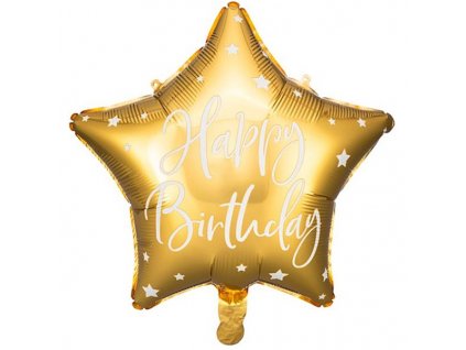 BALONEK foliovy Hvezda zlata Happy Birthday 40cm 55FB93019(1)