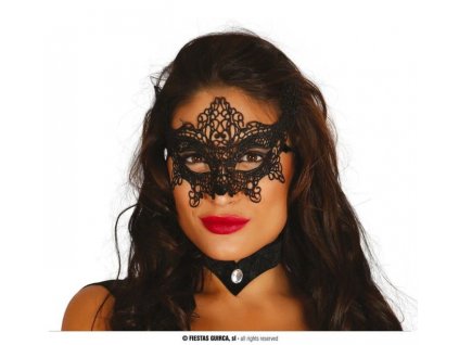 Škraboška - vyšívaná černá maska