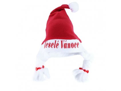 Čepice vánoční s copy - Veselé Vánoce