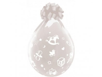 Balón latex 45 cm - transparentní -Baby - k plnění dárků - 1 ks