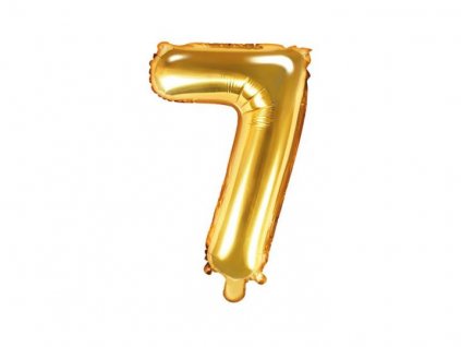 Balón foliový číslice ZLATÁ 35 cm - 7 ( NELZE PLNIT HELIEM )
