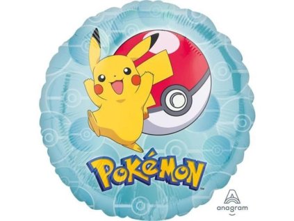 Foliový balonek kulatý Pokémon Pikachu - 43 cm