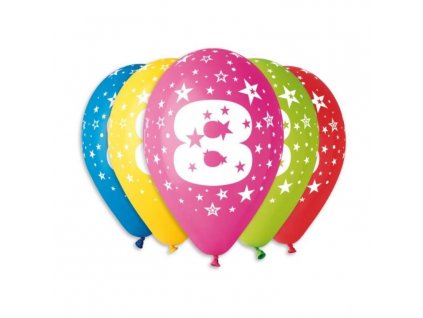 Balónky potisk čísla "8" - 5ks v bal. 30cm
