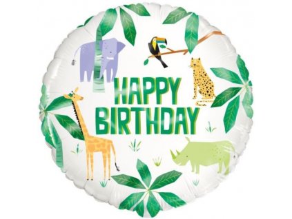 Balónek foliový SAFARI - Happy Birthday - narozeniny - 45 cm