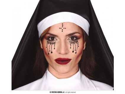 Nalepovací kamínky na obličej - Jeptiška - Halloween