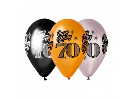 Balónky metalické 70 let , Happy Birthday - narozeniny - mix barev - 30 cm (5 ks)