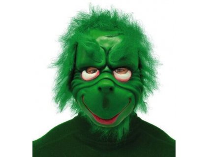 Zelená maska Grinch s vlasy - Vánoce