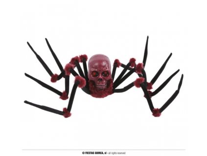 Dekorace pavouk s lebkou - pohyblivá se zvukem a světlem - Halloween
