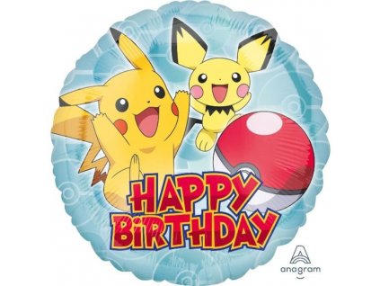 Balón fóliový Happy birthday - narozeniny - Pokémon Pikachu - 43 cm