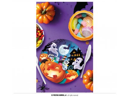 Papírové talířky -dýně s duchy - Halloween 6ks