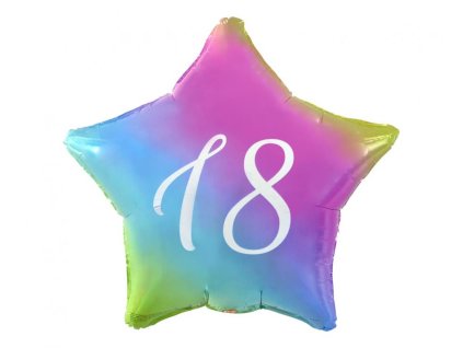 Balón foliový 18. narozeniny - Happy birthday - barevná- 45 cm
