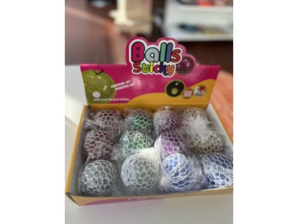 Antistresový míček v síťce - neonový/svítící ve tmě