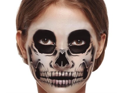 Dočasné tetování na obličej skeleton - kostlivec - lebka - Halloween - 1 ks