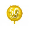 Balón foliový 50. narozeniny zlatý, 45cm