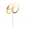 Dekorace - zápich na dort - 60 - narozeniny - Happy birthday - zlatá - 20,5 cm