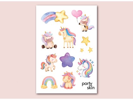 dětské tetování jednorožci – dočasné tetovačky PartySkin