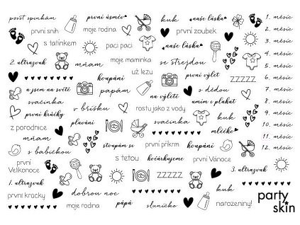 Samolepky pro miminko – sada samolepek do alba pro miminko, ideální dárek pro rodiče, samolepky miminko první rok
