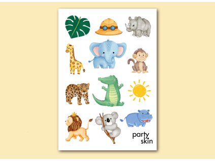 dočasné tetování pro děti safari motivy