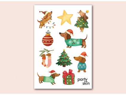 vánoční dětské tetování pejsci – dočasné tetovačky A6