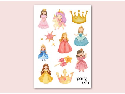Dětské tetování princezny A6 – dočasné tetovačky pro holčičky PartySkin