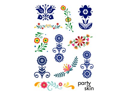Svatební dočasné tetování A5 – moravská krajka a folklorní ornamenty PartySkin