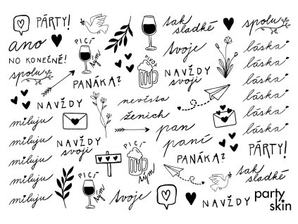 Svatební tetovačky A4 – dočasné tetování na svatbu PartySkin