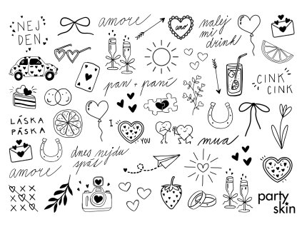 Svatební tetovačky A4 – dočasné tetování na svatbu PartySkin