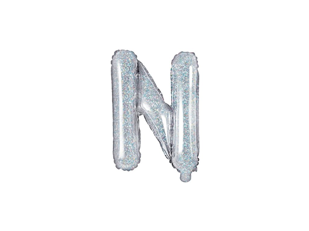 Fóliové písmeno N holografické stříbrné, 35 cm