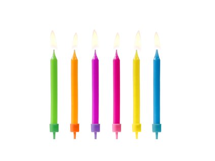 Dortové svíčky mix barev, 6 ks