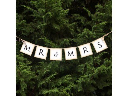 Svatební banner MR & MRS, 77 cm