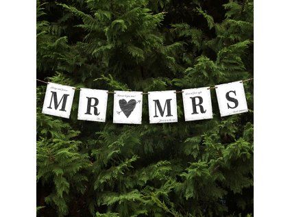 Svatební banner MR MRS, 77 cm