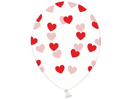 Balonek latex průhledný srdce červená, 30 cm