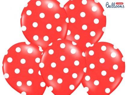 Balonek latex červený puntíky bílé, 30 cm