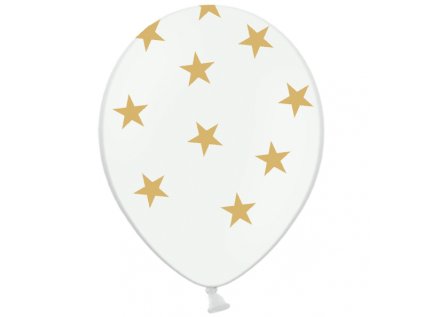 Balonek latex Hvězdy zlaté bílý, 30 cm