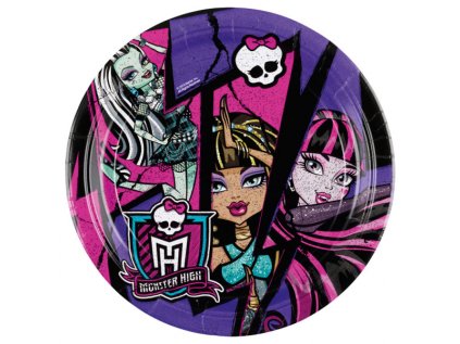 Papírové talířky Monster High 18 cm, 8 ks