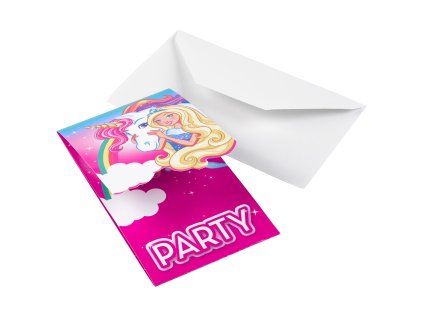 Párty pozvánky Barbie Dreamtopia, 8 ks