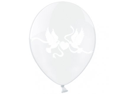 Balonek latex svatební Holubice bílé průhledný, 30 cm
