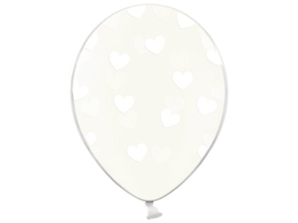 Balonek latex průhledný srdce bílá, 30 cm