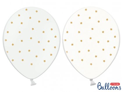 Balonek latex Hvězdy zlaté průhledný a bílý mix 30 cm, 1 ks