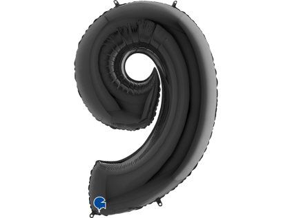 Balonek fóliový číslo 9 černý, 102 cm