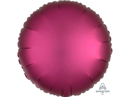 Balonek fóliový kruh červený tmavý saténový, 43 cm