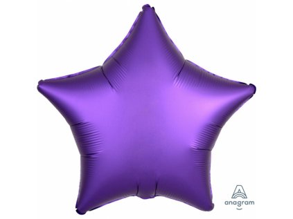 Balonek fóliový hvězda fialová saténová, 43 cm