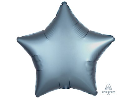 Balonek fóliový hvězda modrá ocelová saténová, 43 cm