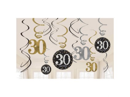 Závěsné spirály číslo 30 černo-zlaté, 12 ks