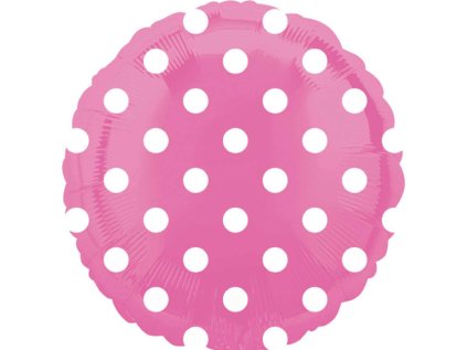 Balonek fóliový kruh s puntíky růžový, 43 cm
