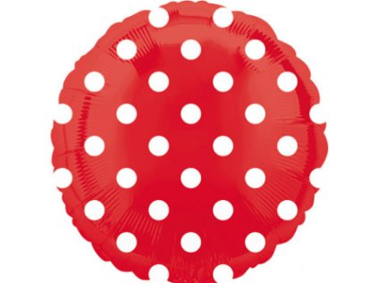 Balonek fóliový kruh s puntíky červený, 43 cm