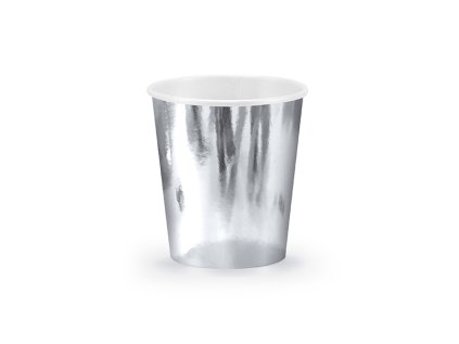 Papírové kelímky stříbrné metalické 180 ml, 6 ks
