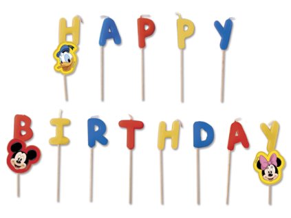 Dortové svíčky Happy Birthday Mickey Mouse
