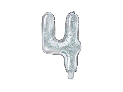 Fóliové číslo 4 holografické stříbrné, 35 cm