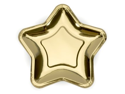 Papírové talířky hvězda zlatá 23 cm, 6 ks